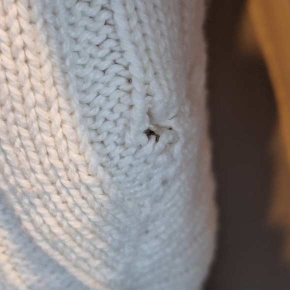 Sonoma Cotton Cardigan SzL Tan/Creme Block Colors Curved Hem Collar Long Sleeves - Picture 6 of 9